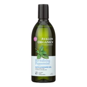 Avalon Organics Bath and Shower Gel, Peppermint, 12 Fl Oz