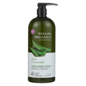Avalon Organics Hand and Body Lotion Aloe Unscented, 32 Fl Oz